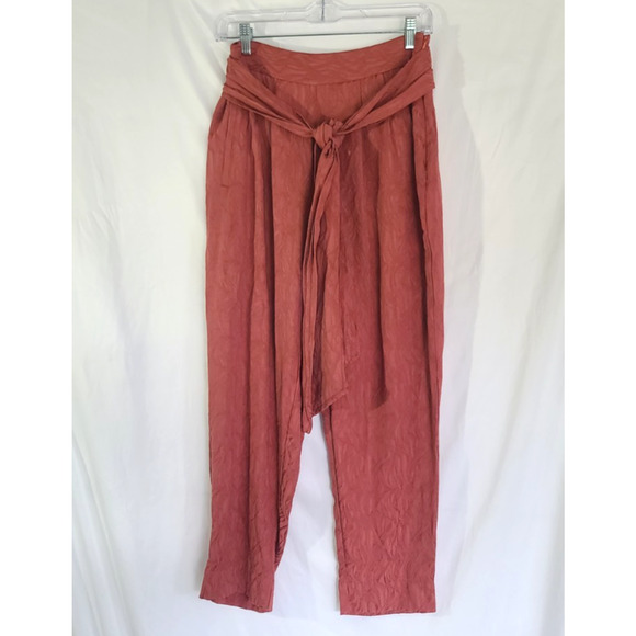 Anthropologie Ett:Twa Rust Textured Cropped Tie Waist Pants US 4 UK 8 - Picture 2 of 6